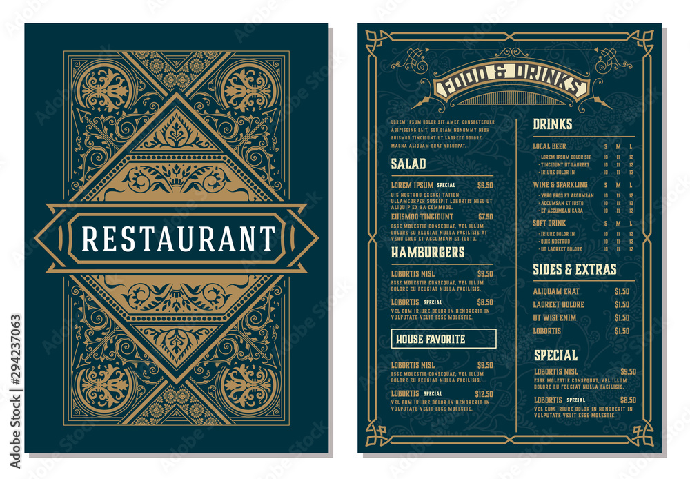 Wall mural vintage template for restaurant menu design. vector layered.