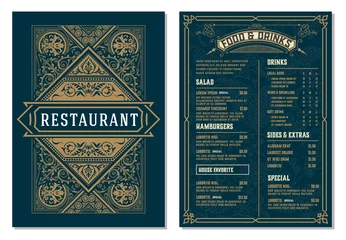 Fotobehang Vintage sjabloon voor restaurant menu ontwerp. Vector gelaagd. © Roverto