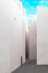Clean white walls of traditional arabian architecture, Sharjah, United Arab Emirates, Feb.2018