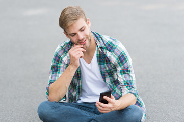 carefree student. free time spending. summer fashion. handsome man checkered shirt. male fashion....