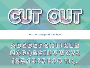 Modern dynamic font. Cut out stylized 3d letters and numbers. For sport, business brochure, poster, flyer design. Vector