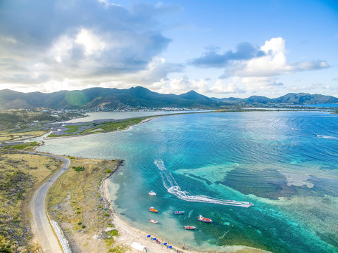 Aerial view of the Caribbean island of st.maarten. © Multiverse