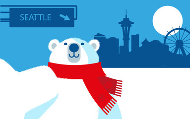 Seattle Washington Polar Bear cartoon character