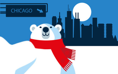 Chicago Illinois Polar Bear cartoon character © mauromod