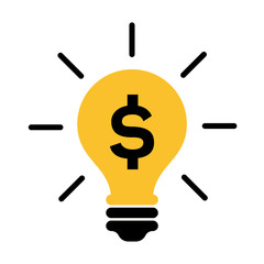 Financial lamp or Money idea light symbol vector illustration