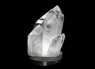 Large Quartz Crystal on Black Backgroun