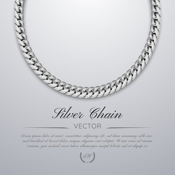 Luxury banner with silver chain jewelry. Leaflet, voucher, banner, template, vip invitations and coupon.