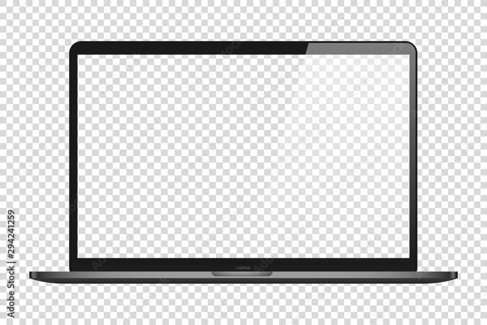 Poster computer in realistic style with mockup screen