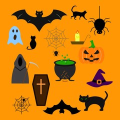 Set of Halloween of the set icons