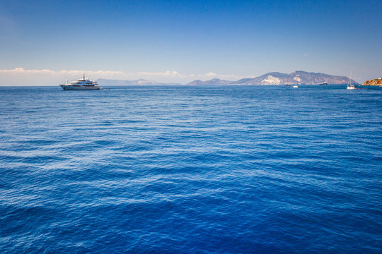 Deep blue Mediterranean sea near Panare island in Italy