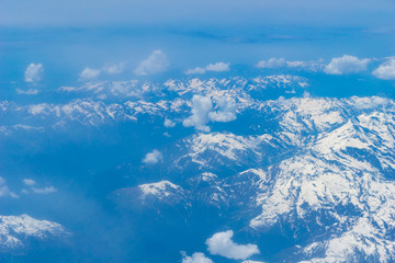Fototapeta na wymiar Directly above view of the Caucasus mountains from the plane