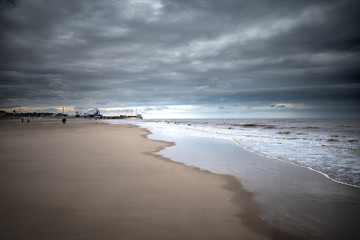 beach with moody sky