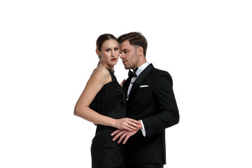 Passionate casual couple embracing each other