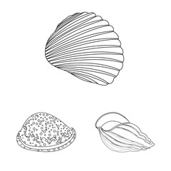 Vector design of exotic and seafood sign. Set of exotic and aquatic stock symbol for web.