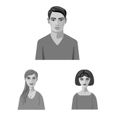 Vector illustration of face and person sign. Collection of face and portrait stock vector illustration.