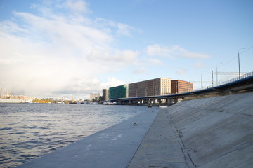 transport overpass over the river on a sunny day