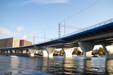 transport overpass over the river on a sunny day