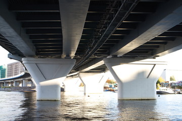transport overpass over the river on a sunny day