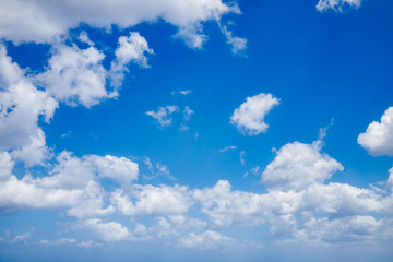 Naklejka na ściany i meble Beautiful blue sky clouds background, natural texture, sunny day