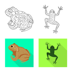Isolated object of wildlife and bog icon. Set of wildlife and reptile stock vector illustration.