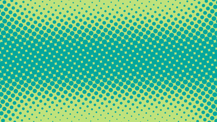 Halftone green and turquoise pop art background in retro comic style, vector illustration eps10