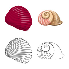 Vector illustration of animal and decoration icon. Collection of animal and ocean vector icon for stock.