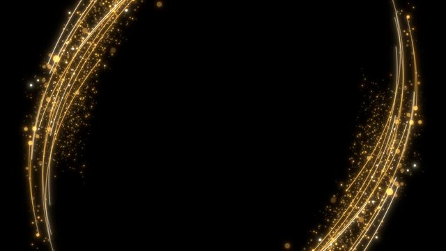 shimmering particles gold frame overlay background