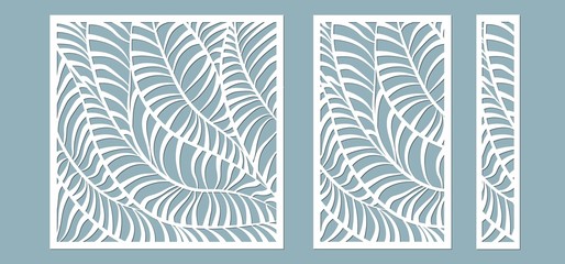 Set, panel for registration of the decorative surfaces. Abstract lines panels. Vector illustration of a laser cutting. Plotter cutting and screen printing.
