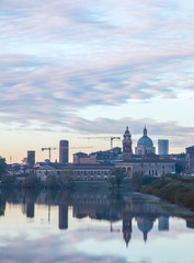 Panoramic view of the medieval historic city of Mantua in Lombardy, Italy