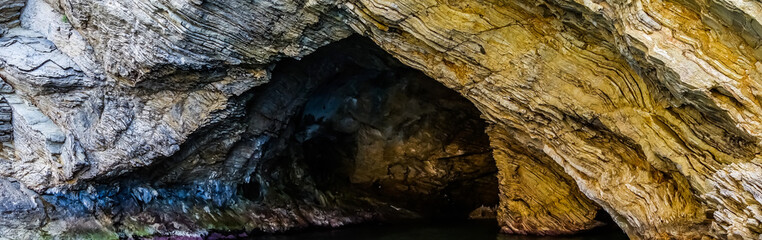 Entrance to Blue caves Greece island of Zakynthos.