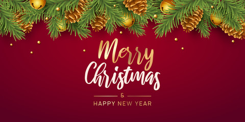 Merry Christmas and happy new year background.  Vector illustration with Christmas elements
