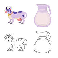 Vector illustration of creamy and product icon. Set of creamy and farm stock symbol for web.