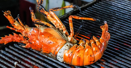Lobster Barbecue steamed cooking grill Food Background
