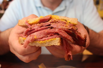 meat and sausages on grill