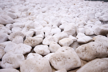 A beautiful marble embankment of minerals. White, bright and clean