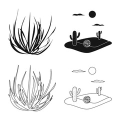 Vector illustration of landscape and nature symbol. Set of landscape and environment vector icon for stock.