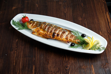 Baked dorado . catering menu