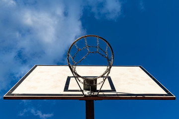 A basket to play basketball in the school playground. School playground equipment.