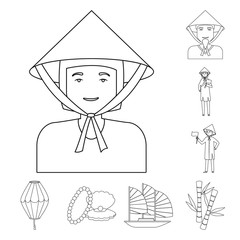 Naklejka premium Isolated object of traditional and travel sign. Collection of traditional and landmark stock vector illustration.