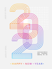 2020 Modern Design. 2020 Happy new year. Numbers minimalist style. Vector linear numbers. Design of greeting card. Vector illustration