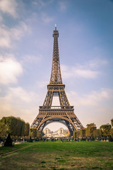 Fototapeta na wymiar Top of the Eiffel Tower in Autumn, Paris in the Fall