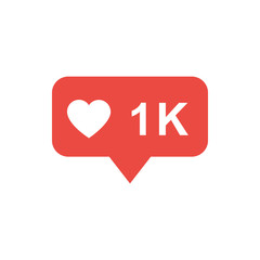 1k likes icon isolated on white background. Vector illustration.