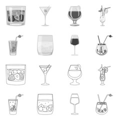 Vector design of liquor and restaurant symbol. Set of liquor and ingredient stock symbol for web.