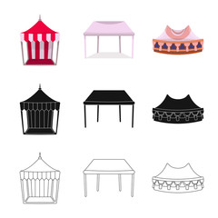 Fototapeta premium Isolated object of roof and folding logo. Set of roof and architecture stock symbol for web.