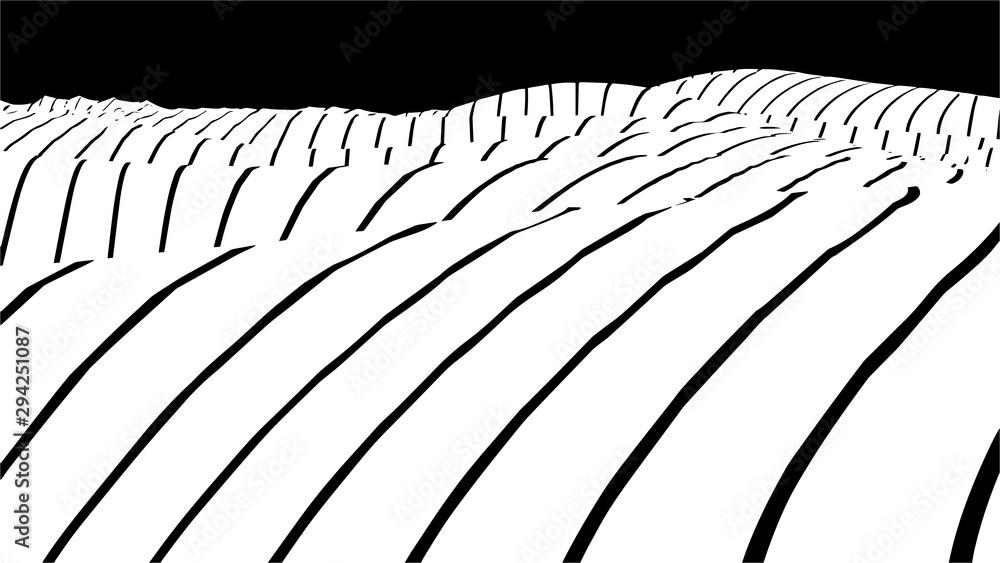 Aufkleber optical illusion wave. abstract 3d black and white illusions. horizontal lines stripes pattern or ba