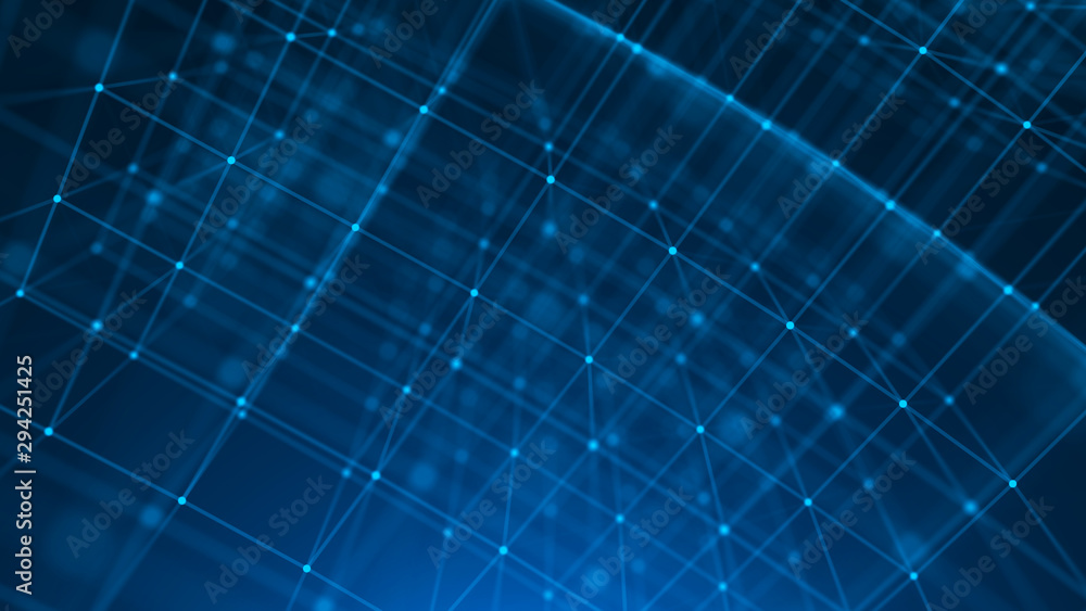 Aufkleber blockchain technology concept. big data visualization. 3d blue illustration. distributed register te