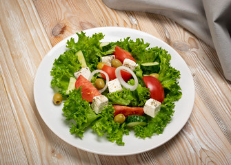 Greek Salad, Horiatiki or Village Salad with Feta Cheese