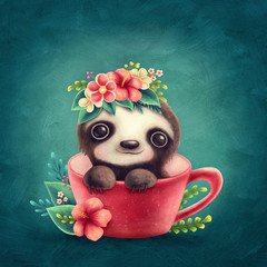 Illustration of a cute Sloth © Elena Schweitzer