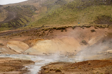 Die heißen Quellen Krýsuvík im Hochtemperaturgebiet Seltun auf der Halbinsel Reykjanes