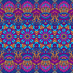 Abstract festive colorful floral vector ethnic tribal pattern